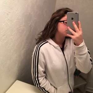 black and white adidas zip up